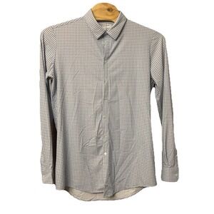 Mizzen+Main‎ XL Trim Tall Blue Geometric Performance Dress Shirt Blue White